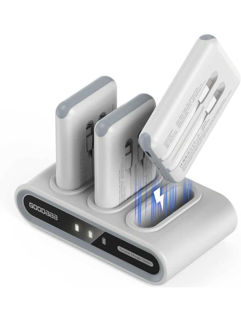 3-Pack Portable Charger 10000mAh Slim Power Bank with Built-in Cables - Travel